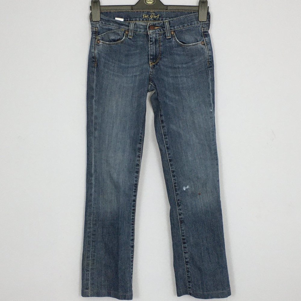 Old Navy Womens 0 The Flirt Medium Wash Cotton Blend Bootcut Blue Jeans READ
